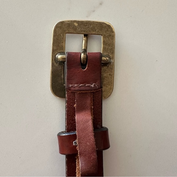 Vintage Eddie Bauer Medium Width Leather Belt Rectangular Brass Buckle Medium main image 9